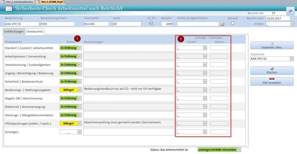 Sicherheits-Check Checkpoints und Status Sicherheits-Check Checkpoints und Status